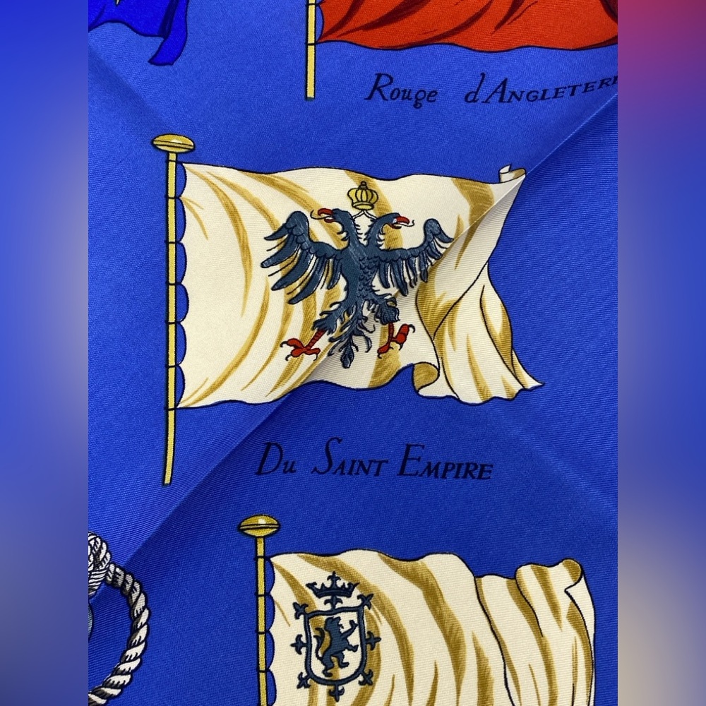 Hermes Vintage Silk Scarf Carre 90”Pavois”Blue - Picture 10 of 16